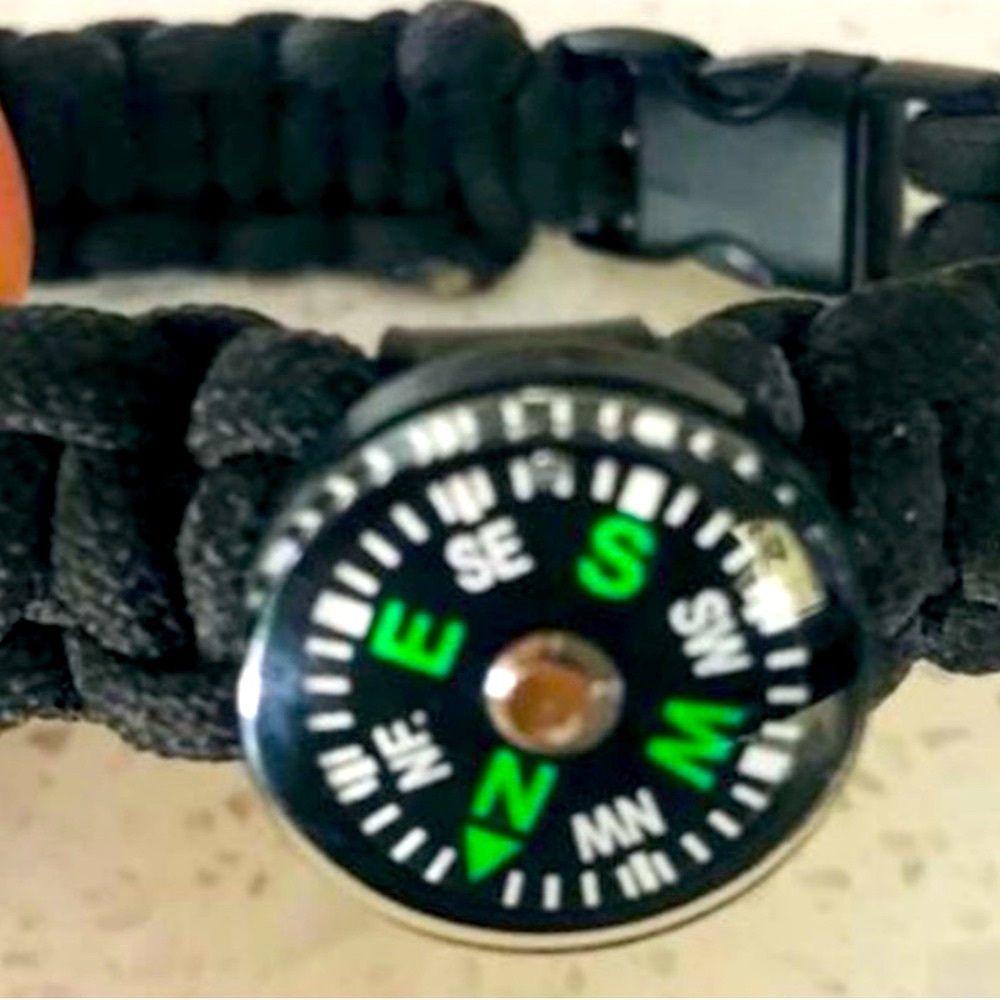 Men’s Handmade Woven Bracelet with Compass